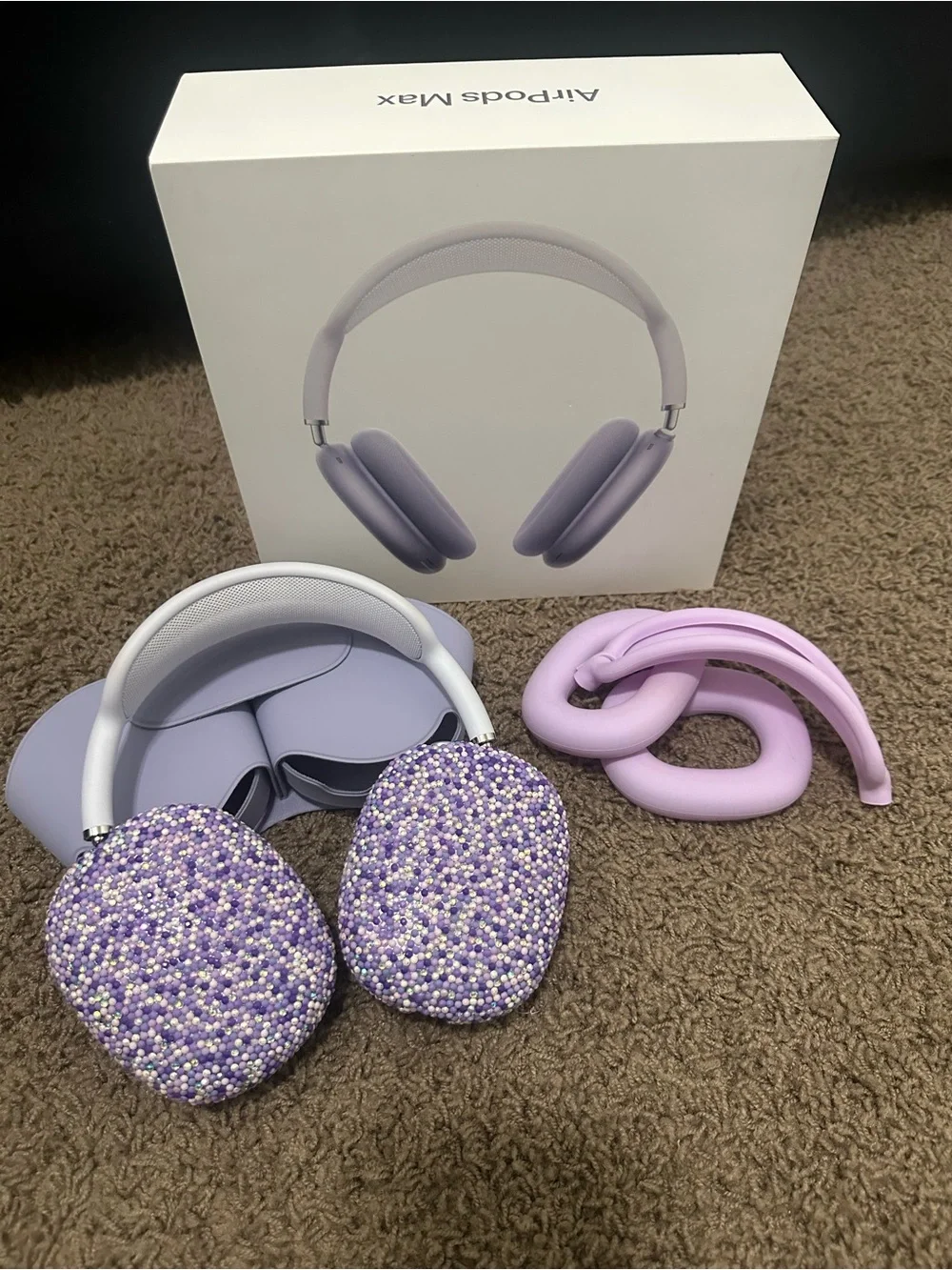 Apple AirPods Max - Lavender with Custom Beaded Protection case